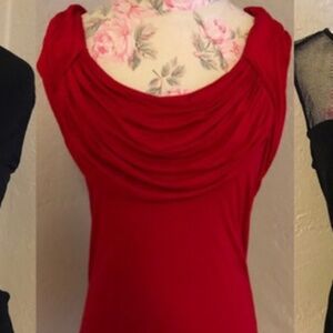 Bailey 44 Knit Red Top Night out Holiday Party, Glam Anthropologie Size L
